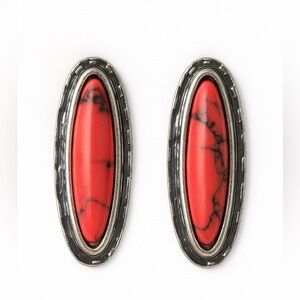 ⚜️🔥 Elegant Red and Silver Earrings